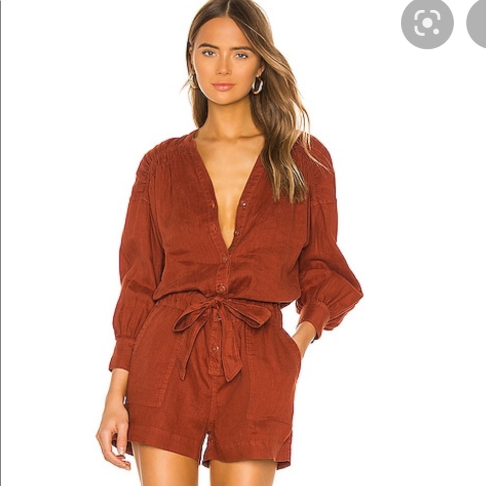 Joie Bosworth Linen Romper in Sepia
